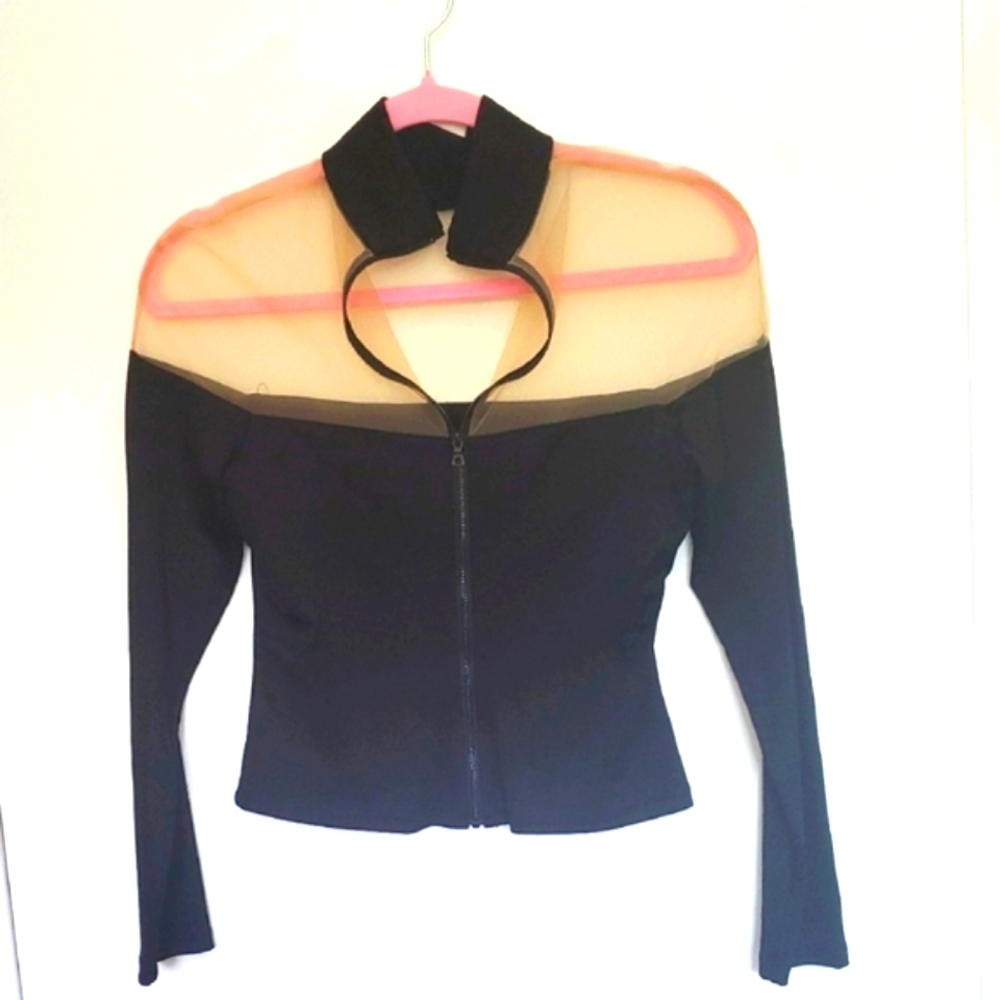 Alice + Olivia Black and Tan Body Shirt Zipper Front